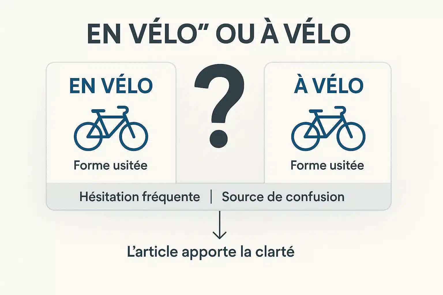 Illustration du débat entre 'en vélo' et 'à vélo'
