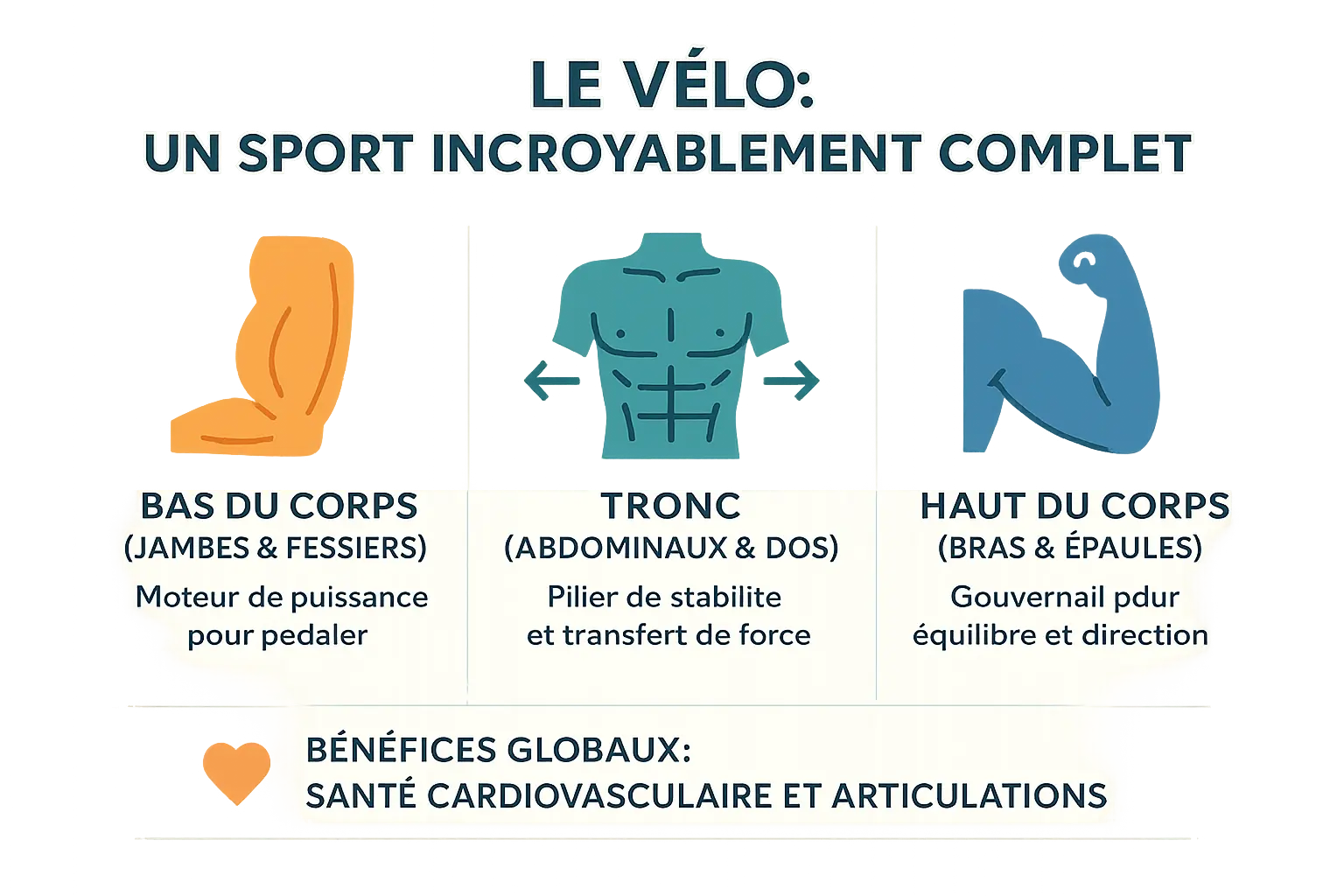 Illustration des muscles sollicités par le vélo