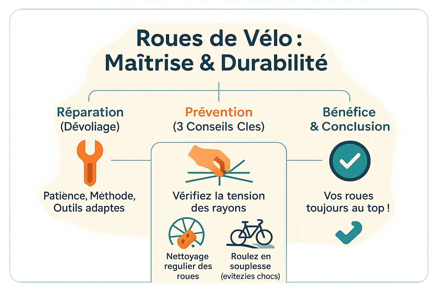 Illustration d'entretien des roues de vélo