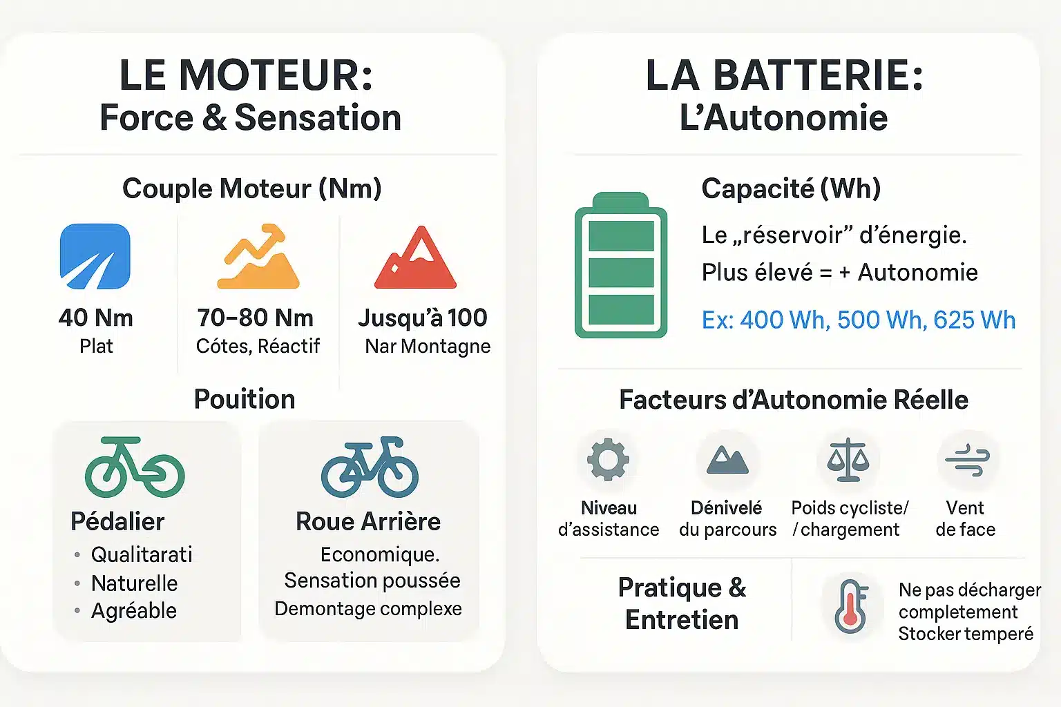 Schéma explicatif des composants moteur et batterie d'un vélo électrique