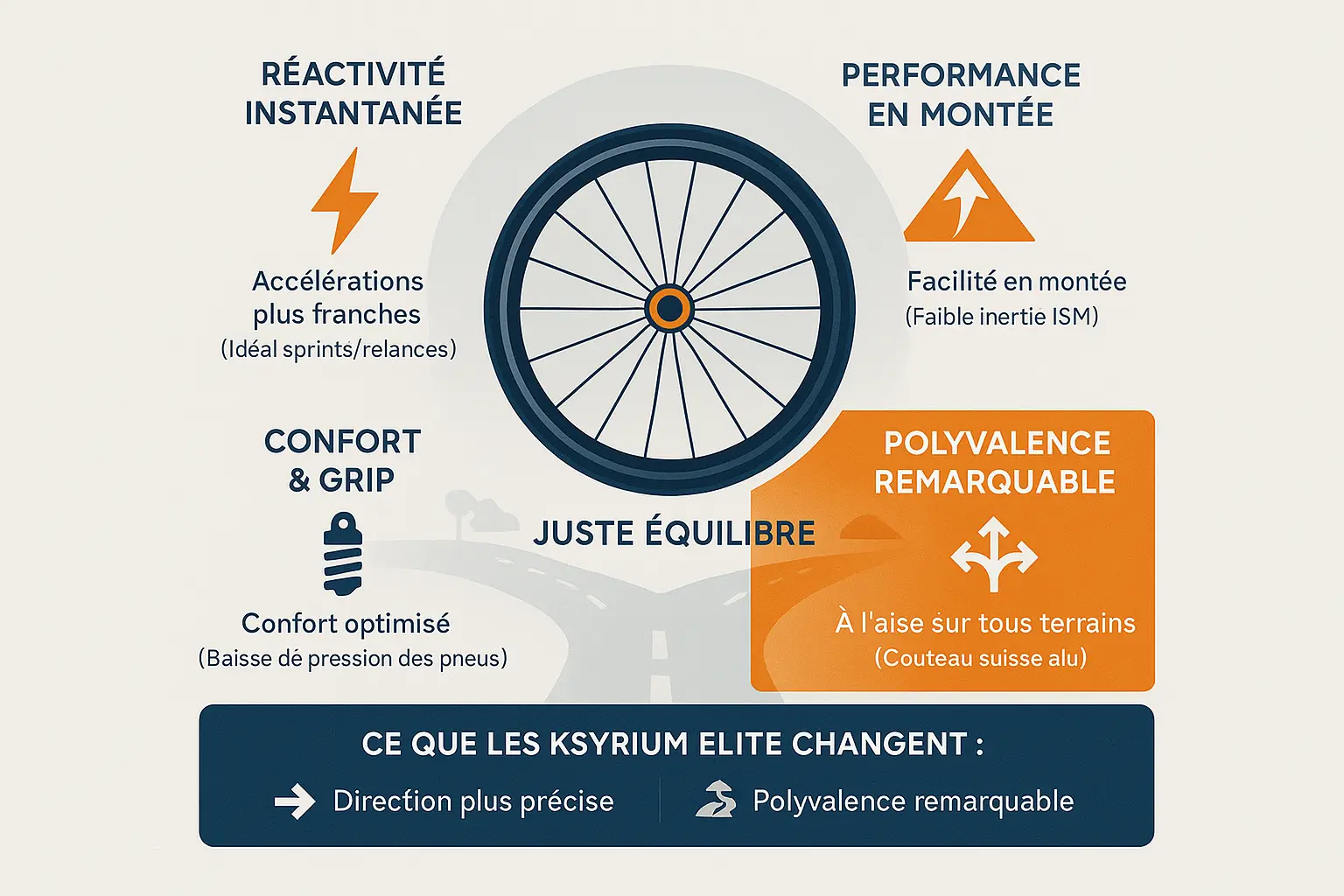 Roues Mavic Ksyrium Elite sur un vélo de route
