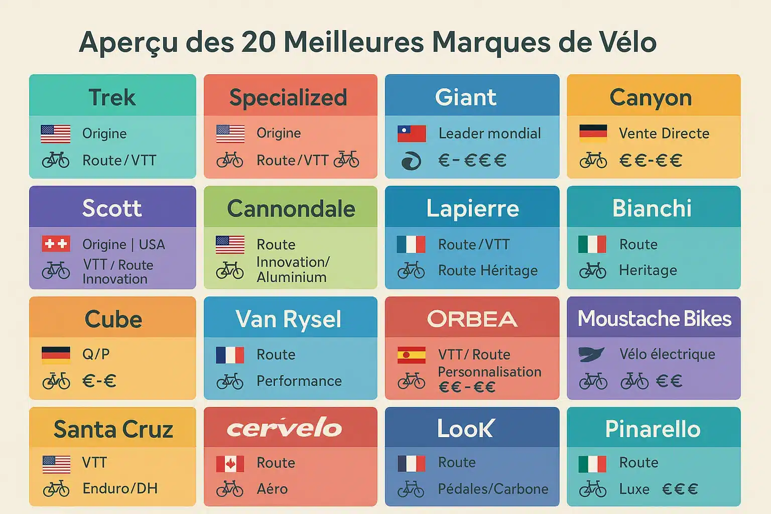 Top 20 des marques de vélo en 2025
