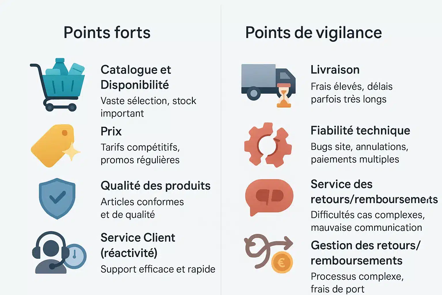 Analyse visuelle des forces et faiblesses de Bike24