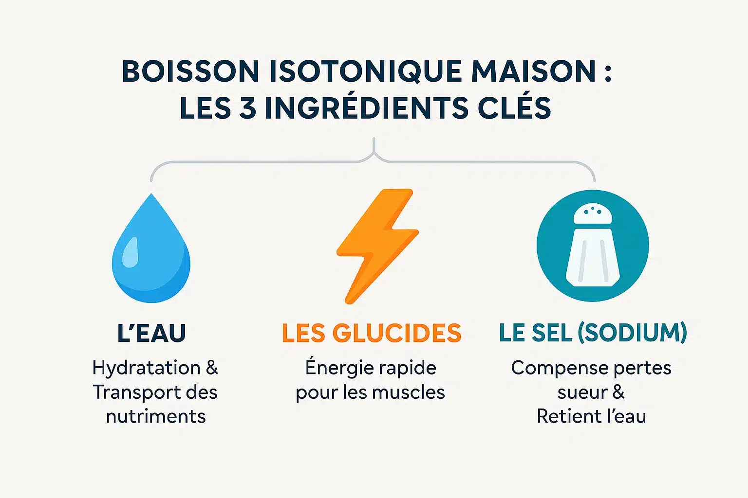 Ingrédients de base pour une boisson isotonique maison