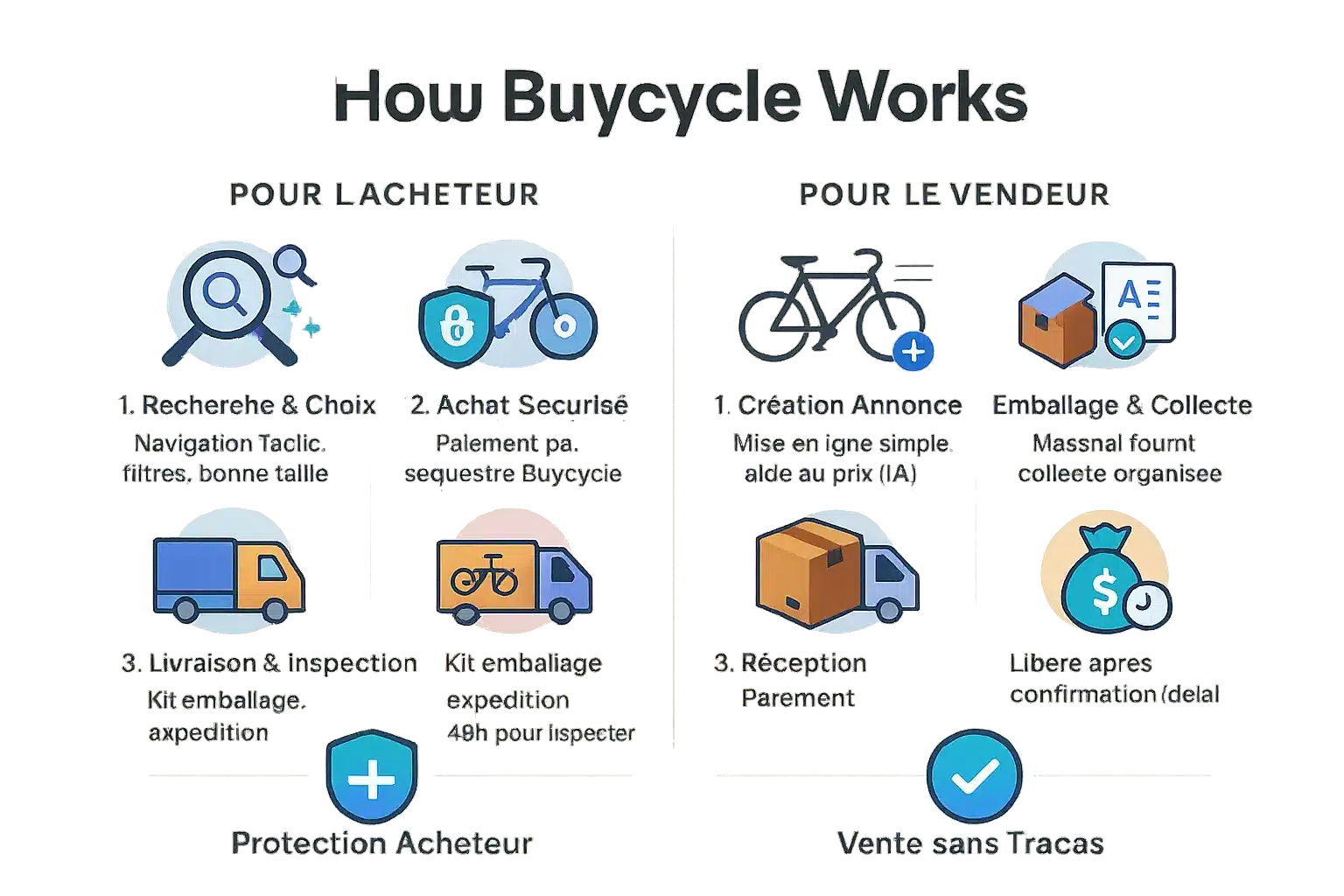 Illustration du processus d'achat et de vente sur Buycycle