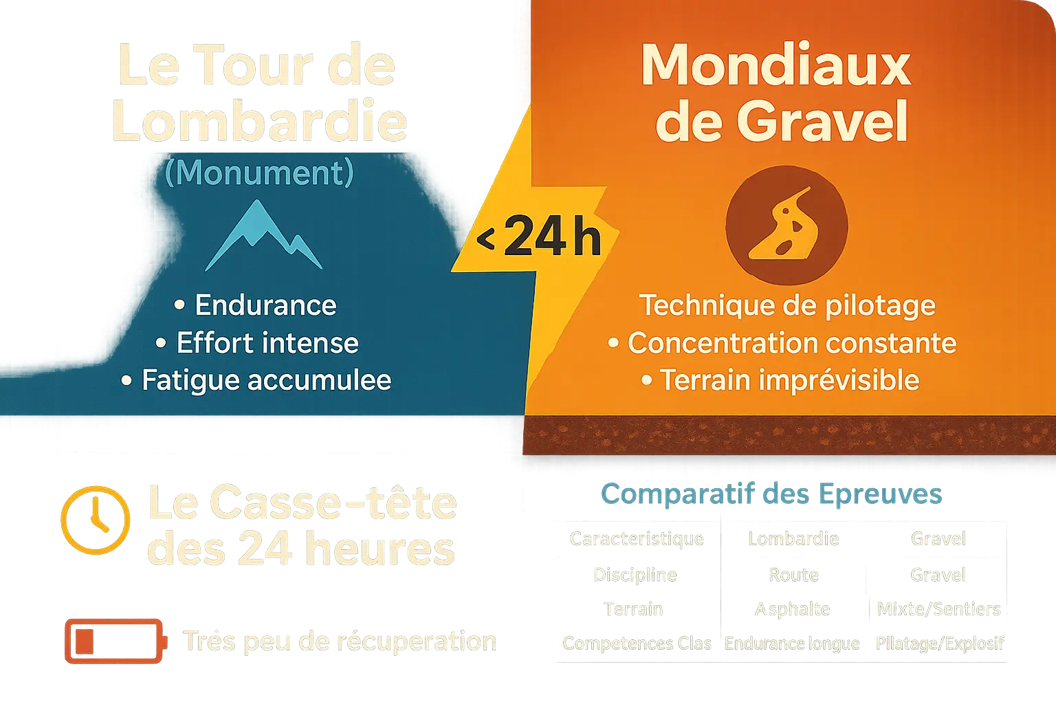 Tom Pidcock en action sur deux disciplines cyclistes opposées