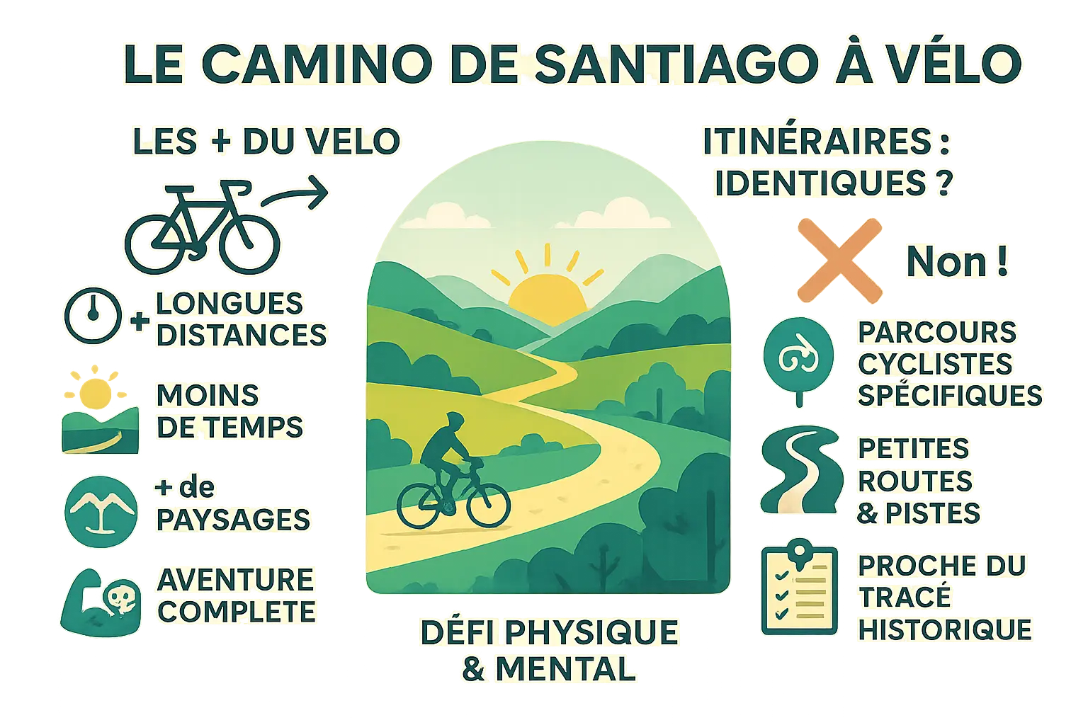 Carte des itinéraires cyclables vers Saint-Jacques-de-Compostelle