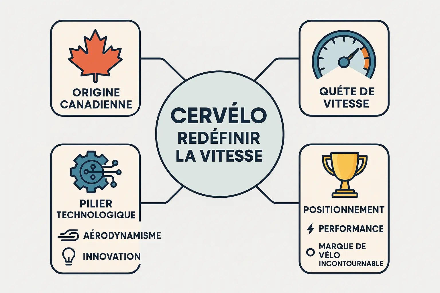 <strong>Cervélo, l’innovation au service de la vitesse</strong> » /></a></p>
<p>Les deux ingénieurs ont ancré leur philosophie sur l’<strong>ingénierie et l’innovation technologique</strong>. Leur ancienne publicité affirmait : « Nous préférons des vélos conçus par des ingénieurs plutôt que des publicités rédigées par des marketeurs. »</p>
<p><strong>Cervélo a conquis le peloton professionnel</strong>. L’équipe Team CSC (2002-2008) a couru sur ses cadres Soloist Team. En 2008, Carlos Sastre a gagné le Tour de France et Simon Whitfield une médaille d’argent olympique en triathlon. Aujourd’hui, l’équipe Jumbo-Visma utilise les modèles R5 légers (5,9 kg) et aérodynamiques.</p>
<p>Leur succès repose sur l’aérodynamisme. Cervélo utilise la CFD (dynamique des fluides numérique), des tests en soufflerie avec le mannequin DZ, et des validations en conditions réelles, <strong>réduisant la traînée</strong> responsable de 90 % de la résistance d’un cycliste.</p>
<h2 id=