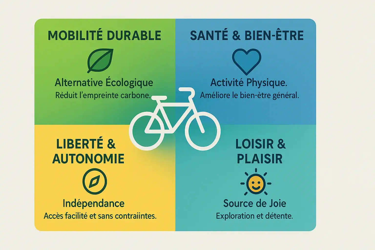 Infographie illustrant les multiples bénéfices du vélo pour la santé, l'environnement et l'économie