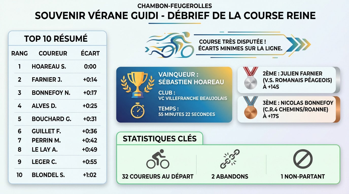Sébastien Hoareau vainqueur du cyclo-cross Souvenir Vérane Guidi à Chambon-Feugerolles